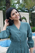 AAHELI PRUSSIAN BLUE COTTON KANTHA COMFY DRESS AAHELI PRUSSIAN BLUE COTTON KANTHA COMFY DRESS